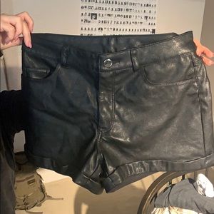Faux leather shorts